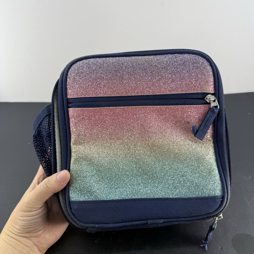 Pottery Barn Mackenzie Glitter Rainbow Ombre Sparkle Classic Lunch Box